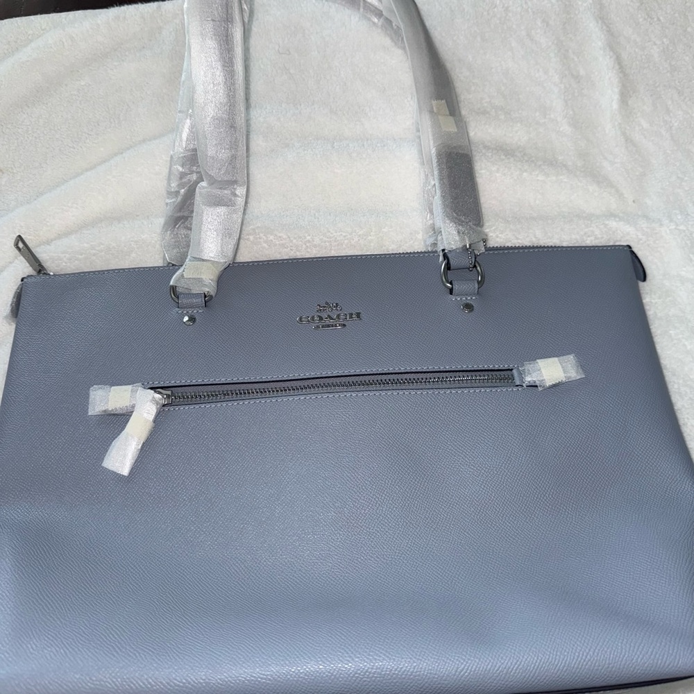 Coach Blue Tote with Silver Hardware